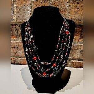 5 /$25 Black and Red Beaded Necklace
